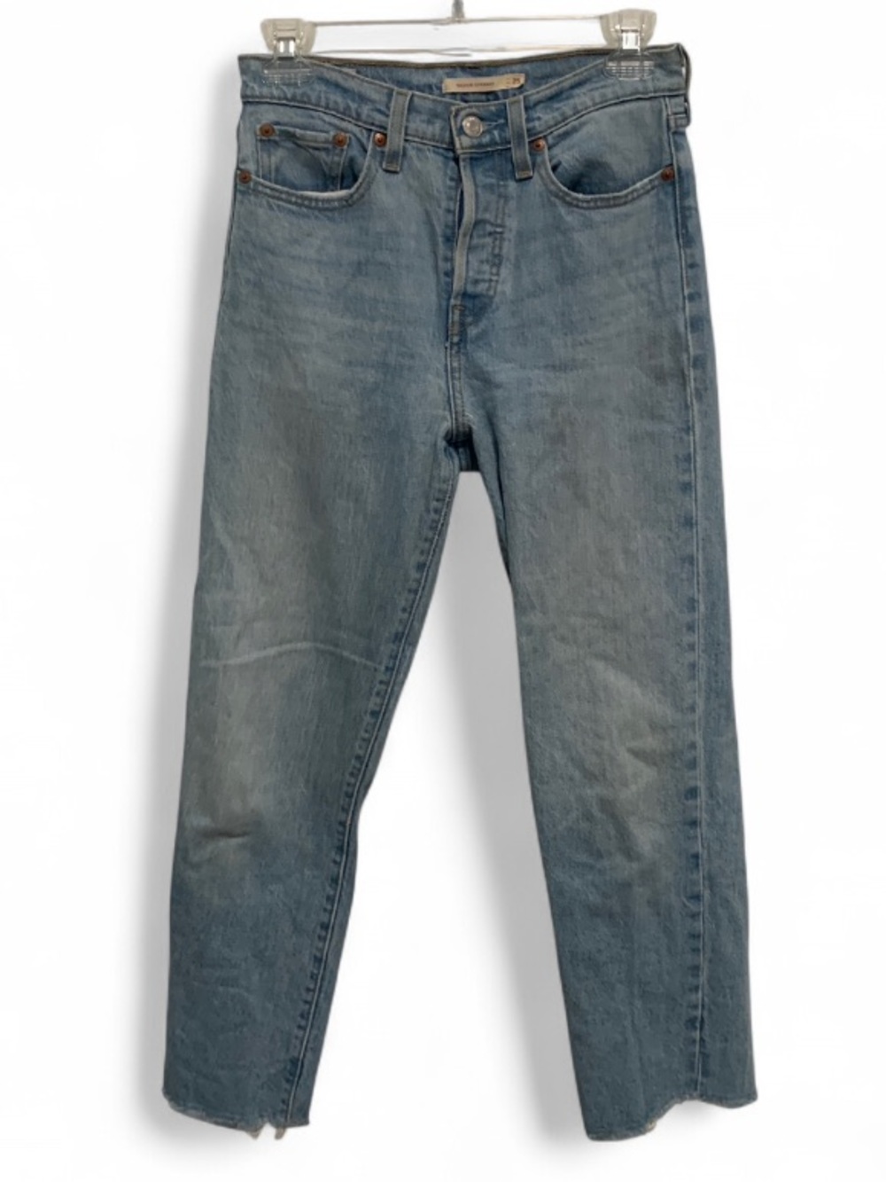 Levi’s Wedgie Straight Light Blue Frayed Hems Straight-Leg Jeans